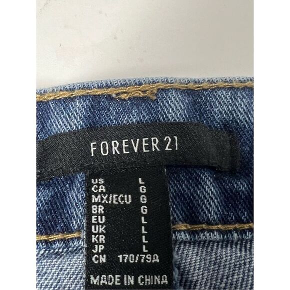 NWT Forever 21 Women's Blue Jean Denim Cut Off Skirt Size L - Picture 6 of 7